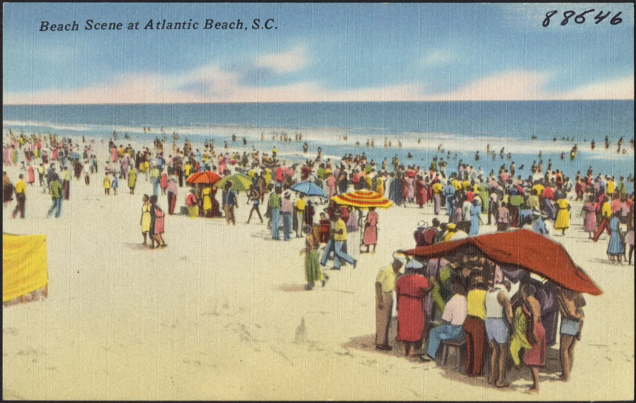 Beach Scene At Atlantic Beach, Boston Public Library