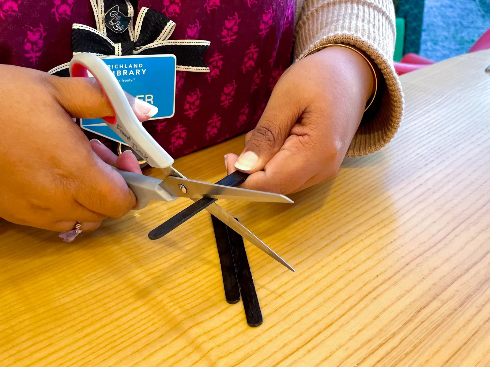 cutting popsicle sticks