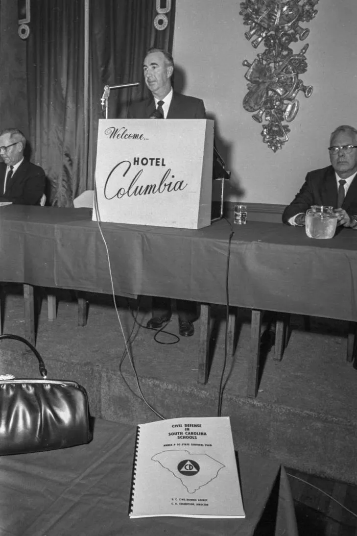 Civil Defense meeting during the Cuban Missile Crisis, 1963.