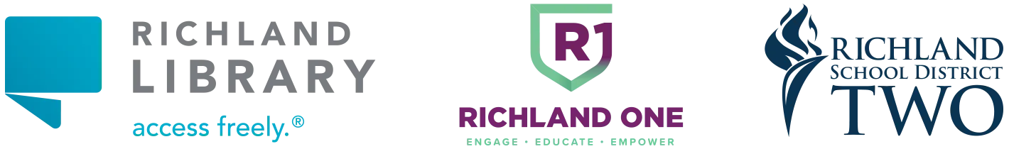 Library logo and Richland One and Two logos