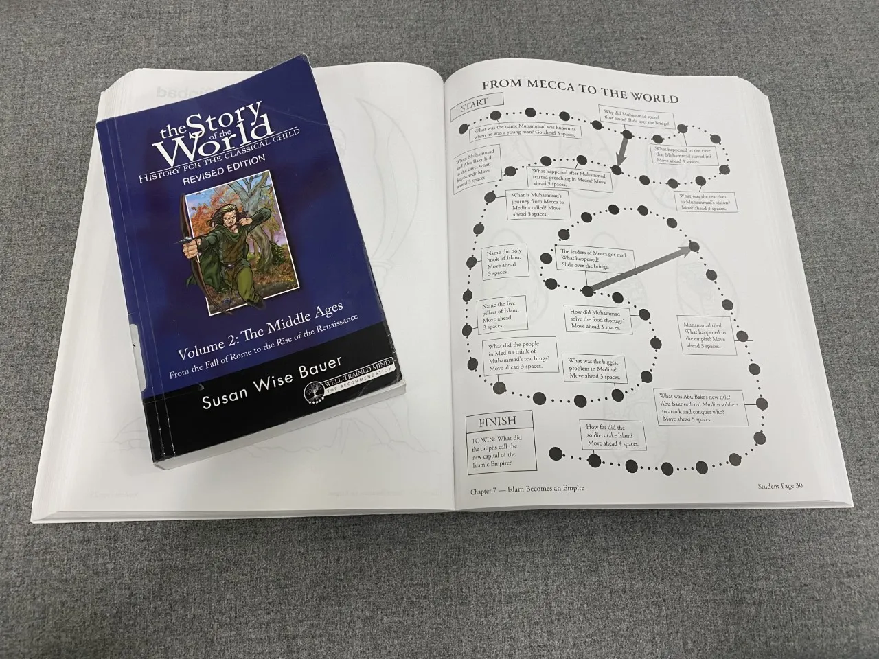 Activity guide open with corresponding text