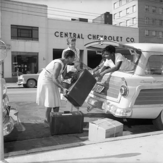 Boys leaving for camp, 1958