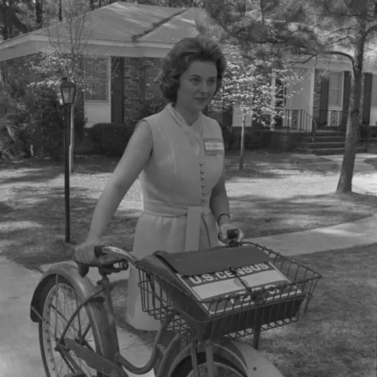 Census taker with bike
