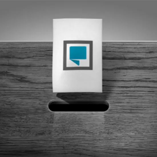 wooden ballot box and  ballot featuring Richland Library's logo