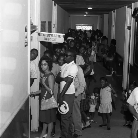 Line at the Voter Registration office