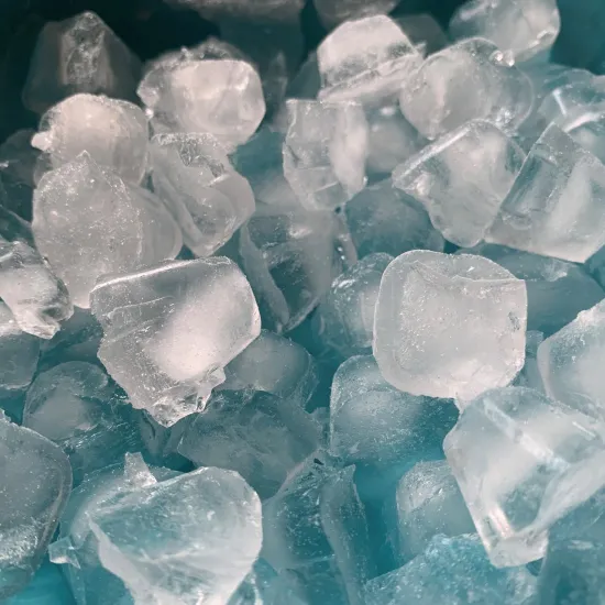 close up of ice cubes in a bowl
