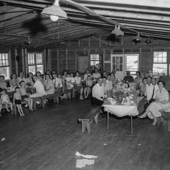 Image of the Lafferty family reunion at The State-Record Company recreation area on May 28, 1960.