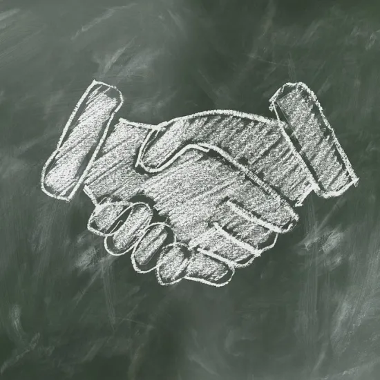 Chalk drawing of a handshake