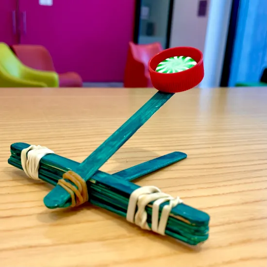 catapult with a peppermint for ammo
