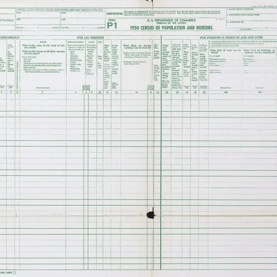 1950 US Census Questionnaire