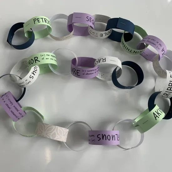 Photo of a coiled paper chain