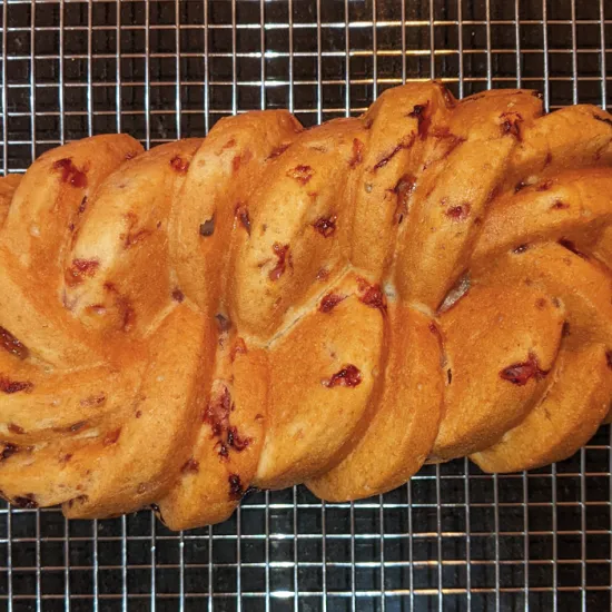 Photo: Strawberry Bread baked in an intricate braided loaf pan