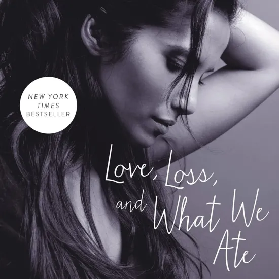 Padma Lakshmi's memoir features a black and white photo of the author. She is looking down and holding her hair with her hand.