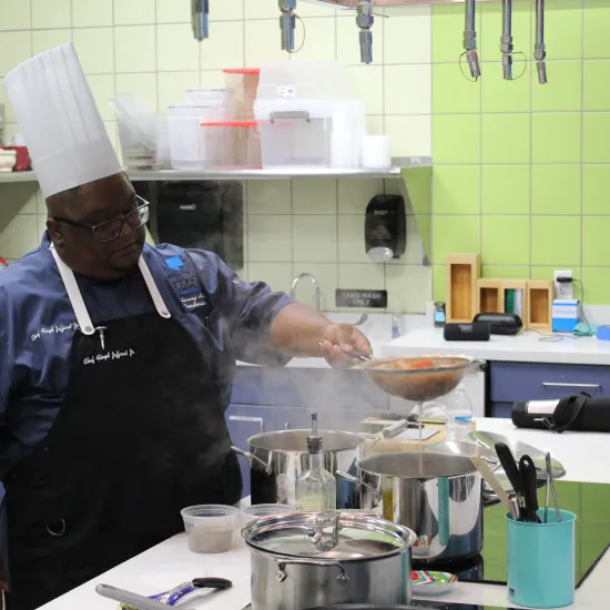 Chef Floyd J teaching kitchen