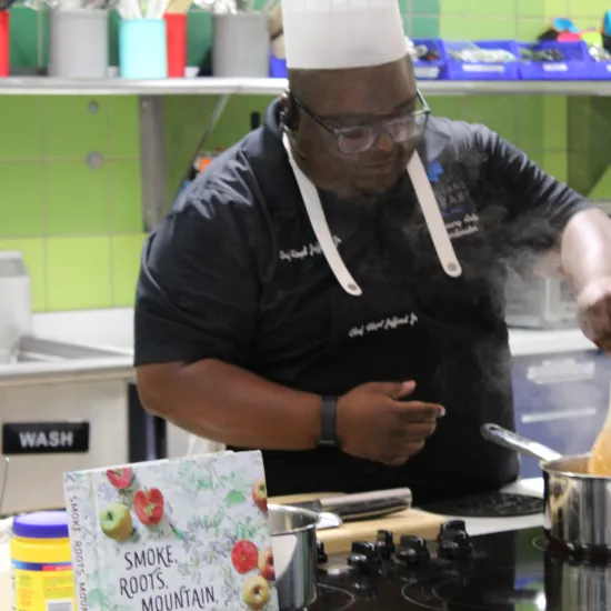 Chef Floyd J teaching kitchen