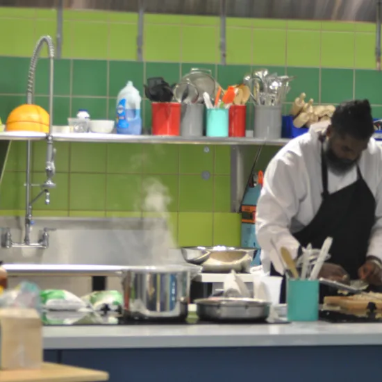 Chef Floyd J teaching kitchen