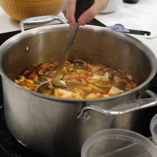 pot of soondubu on the stove