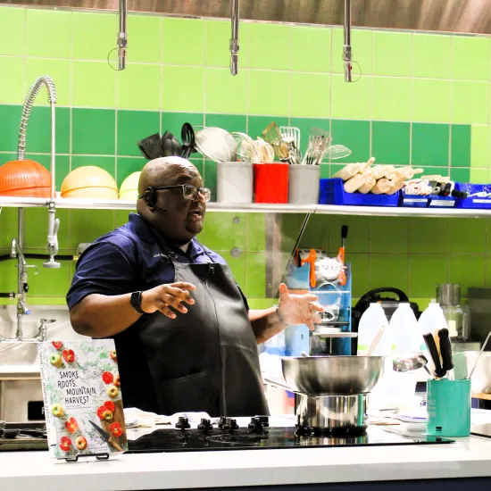 Chef Floyd J teaching kitchen
