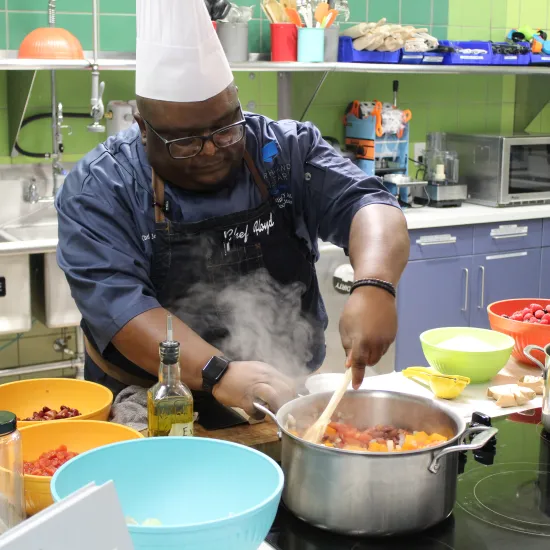 Chef Floyd J teaching kitchen