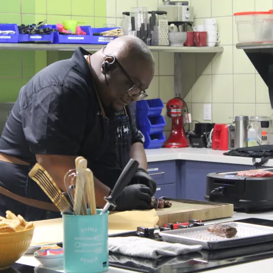 Chef Floyd J teaching kitchen